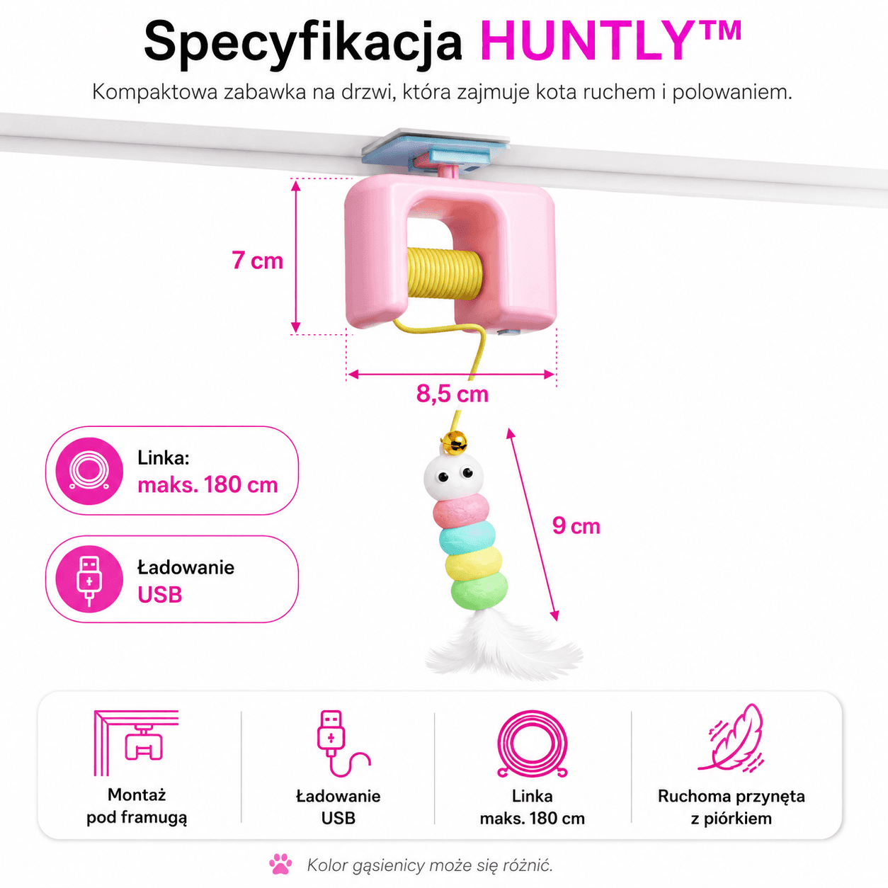 HUNTLY™ - Interaktywna zabawka na drzwi, która zachęca kota do skakania, łapania i zabawy.