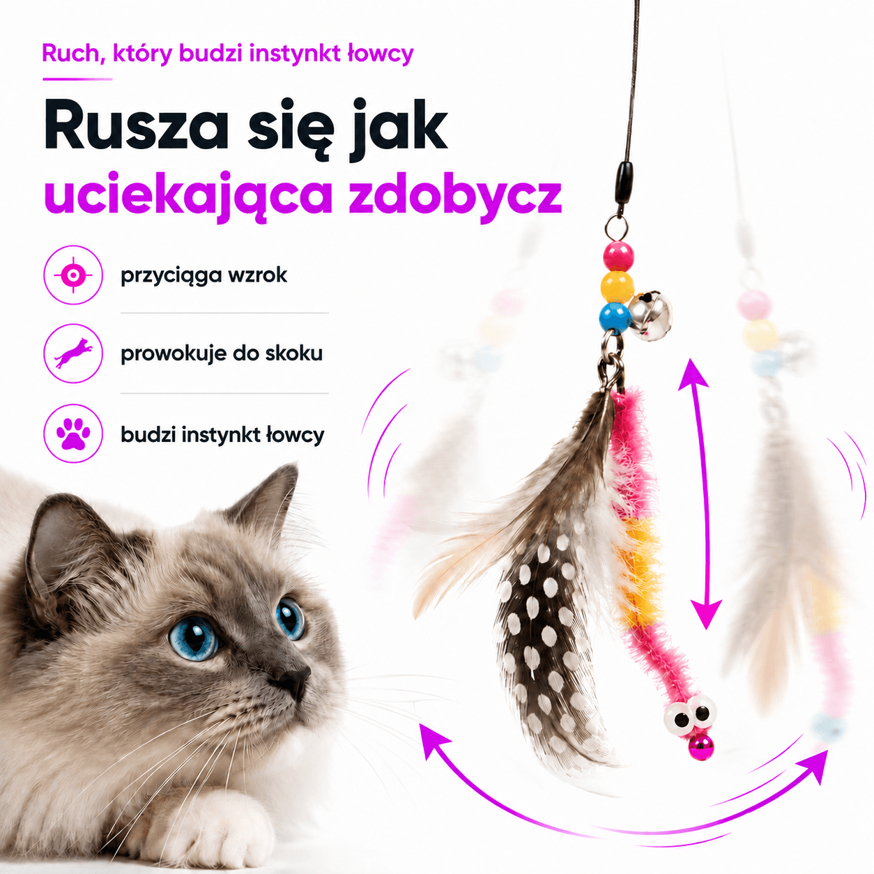 HUNTLY™ - Interaktywna zabawka na drzwi, która zachęca kota do skakania, łapania i zabawy.