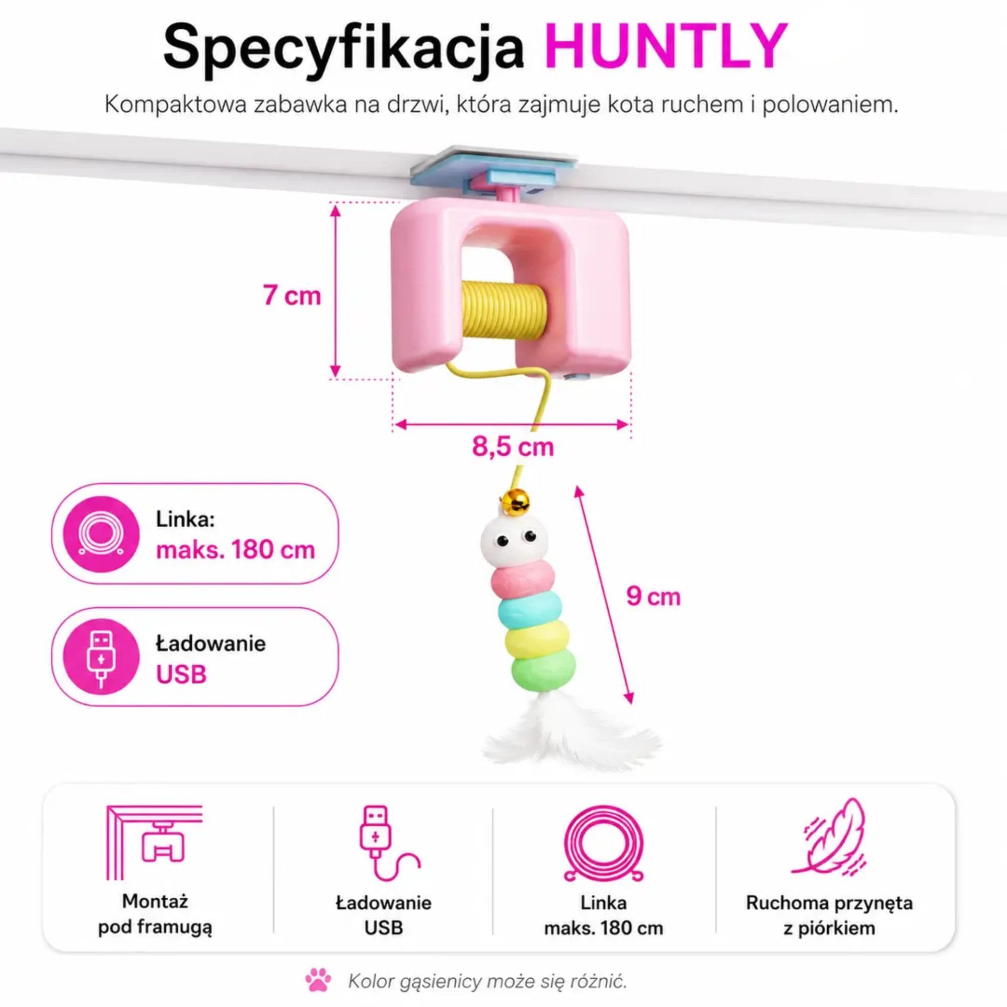 HUNTLY - Interaktywna zabawka na drzwi, która zachęca kota do skakania, łapania i zabawy.